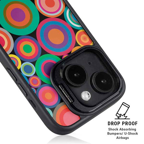 Psychedelic Circles iPhone 15 Kickstand Case